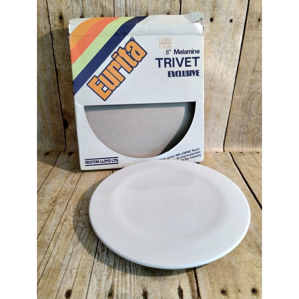 EURITA White Footed Hot PLATES TRIVET Melamine Reston Lloyd 8"